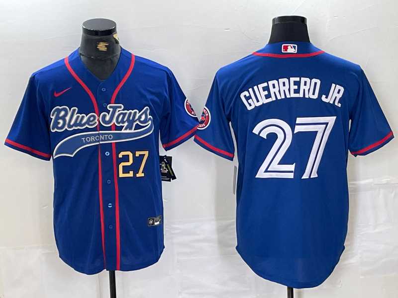 Men%27s Toronto Blue Jays #27 Vladimir Guerrero Jr Blue Cool Base Stitched Baseball Jerseys->toronto blue jays->MLB Jersey